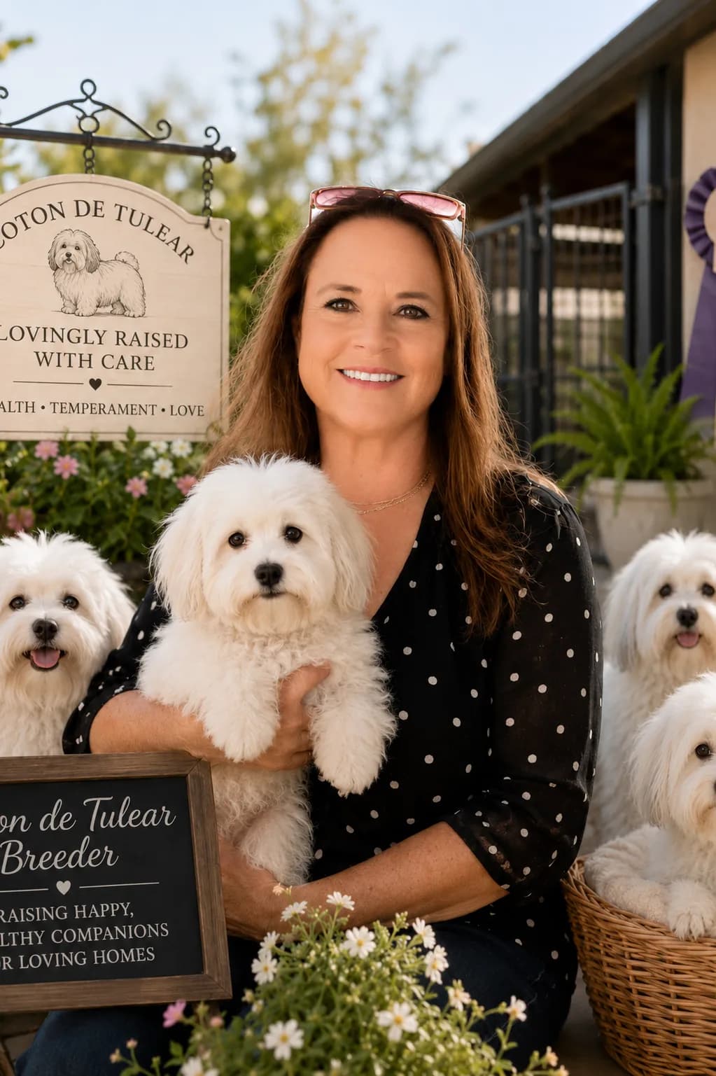 Deana Borne of Hope Cotons holding one of her white Cotons